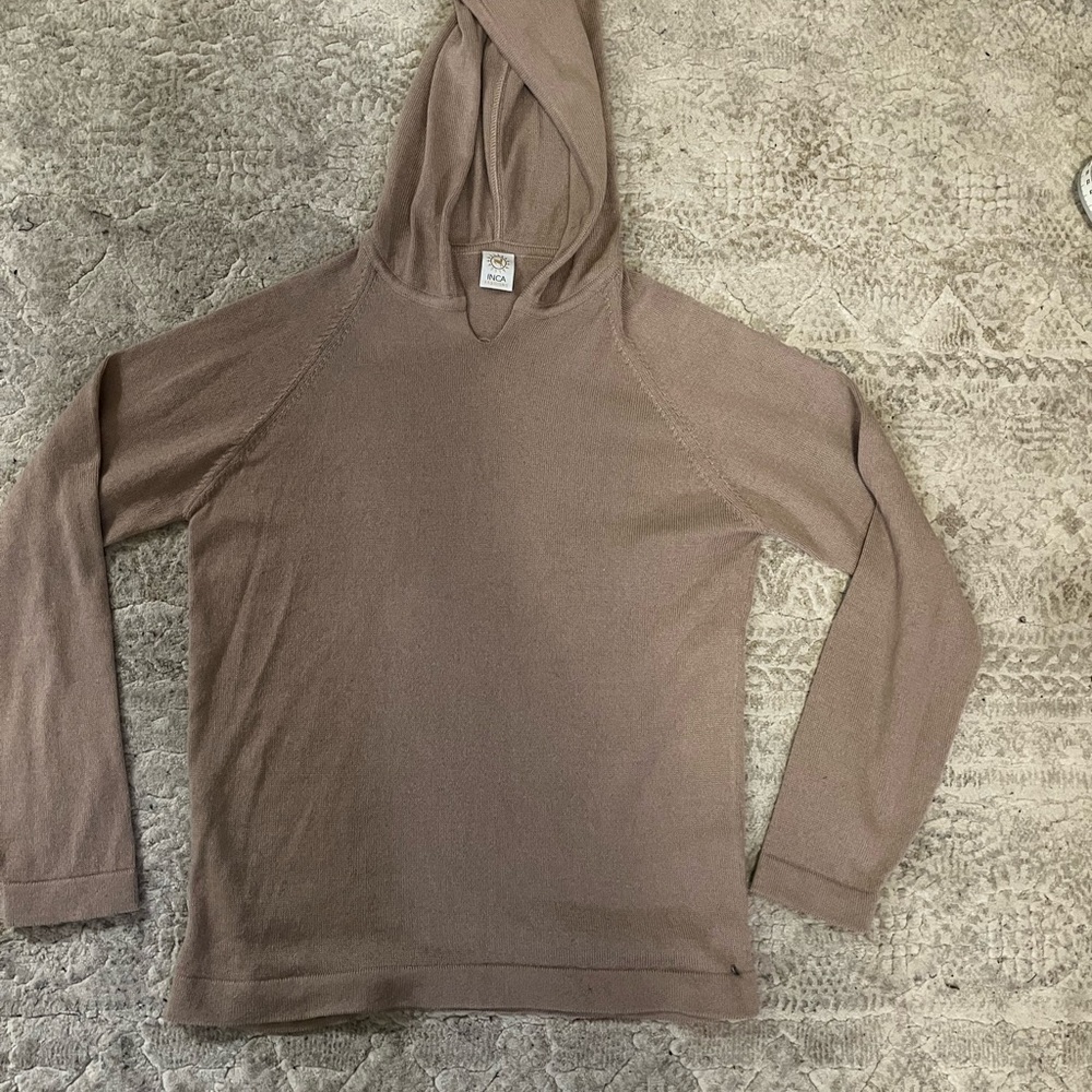 Inca Alpaca Blend Eco Hoodie Beige Women’s XS Like New